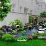 tieu canh ho ca koi san vuon
